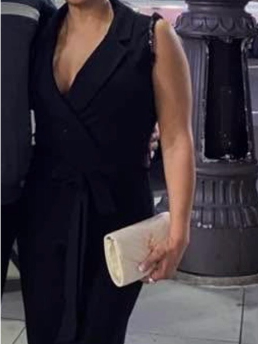 Sleeveless Black Belted Wide-Leg Jumpsuit